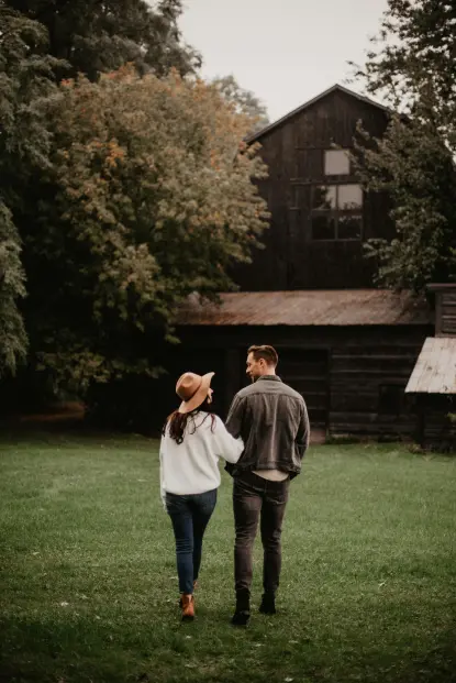 Two people walking together